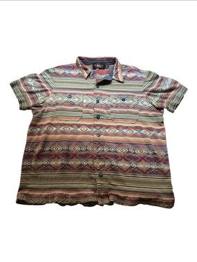 Ralph Lauren Double RL Short-Sleeve Aztec Pattern Button-Up Shirt - Multicolor